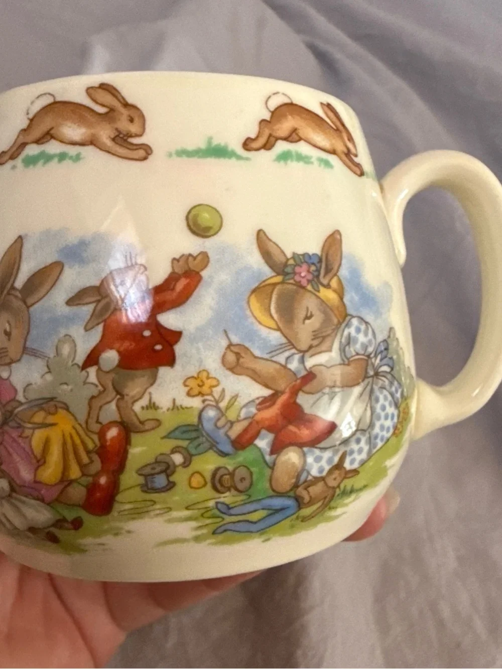 Royal Doulton Ceramic Bunny Mug with Pastel Spring Illustration